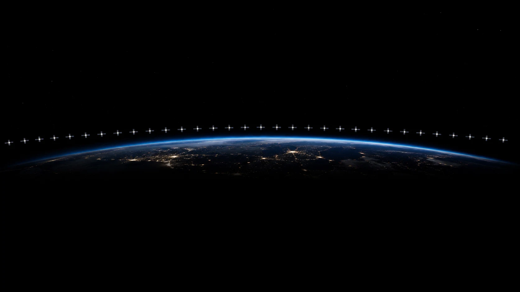 How many satellites does Starlink have? A chain of them strung across the night sky above Earth's curved horizon